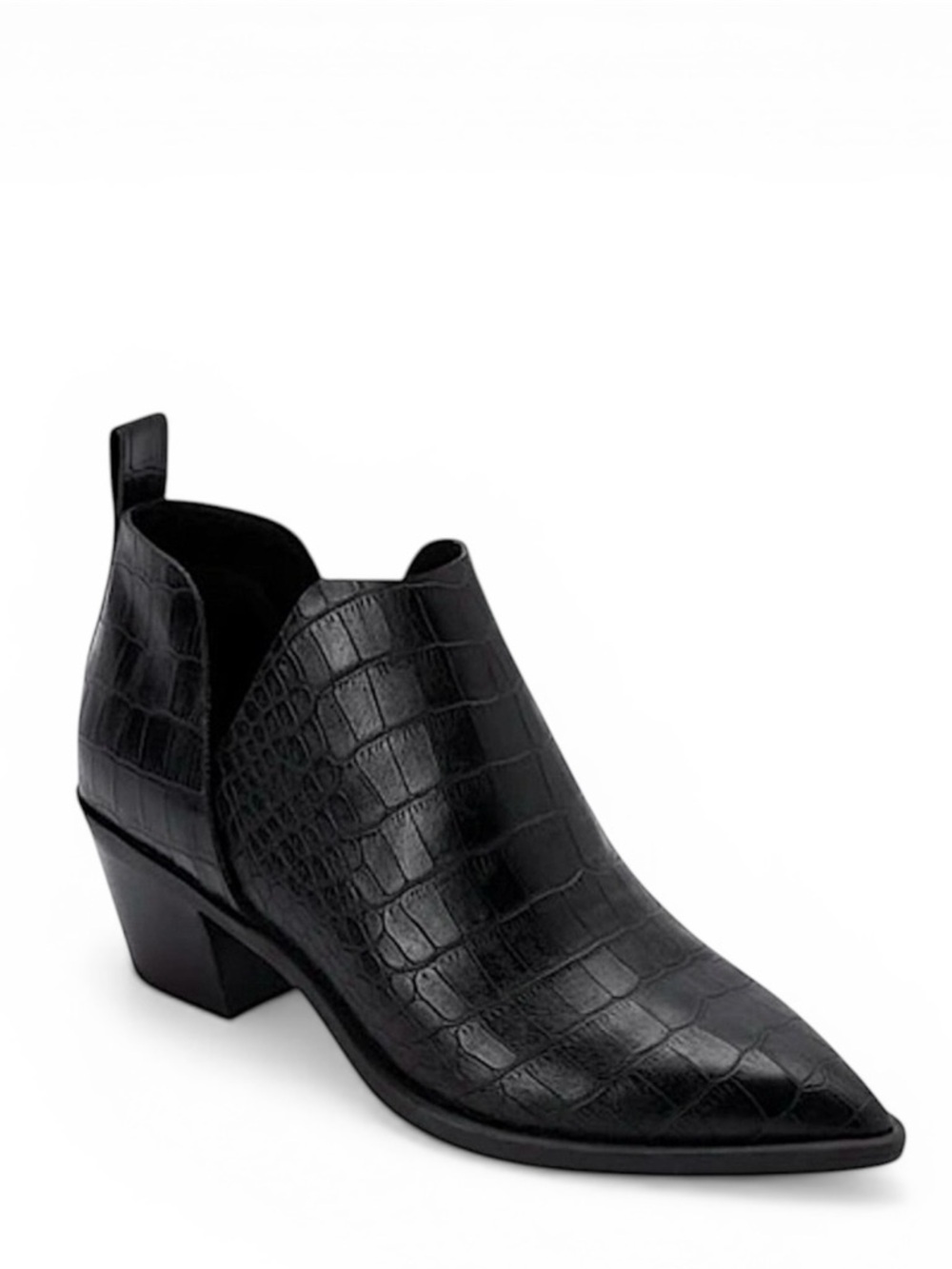 Dolce Vita Black Pointed Toe Ankle Boots with Croc-Embossed Leather Size 8.5